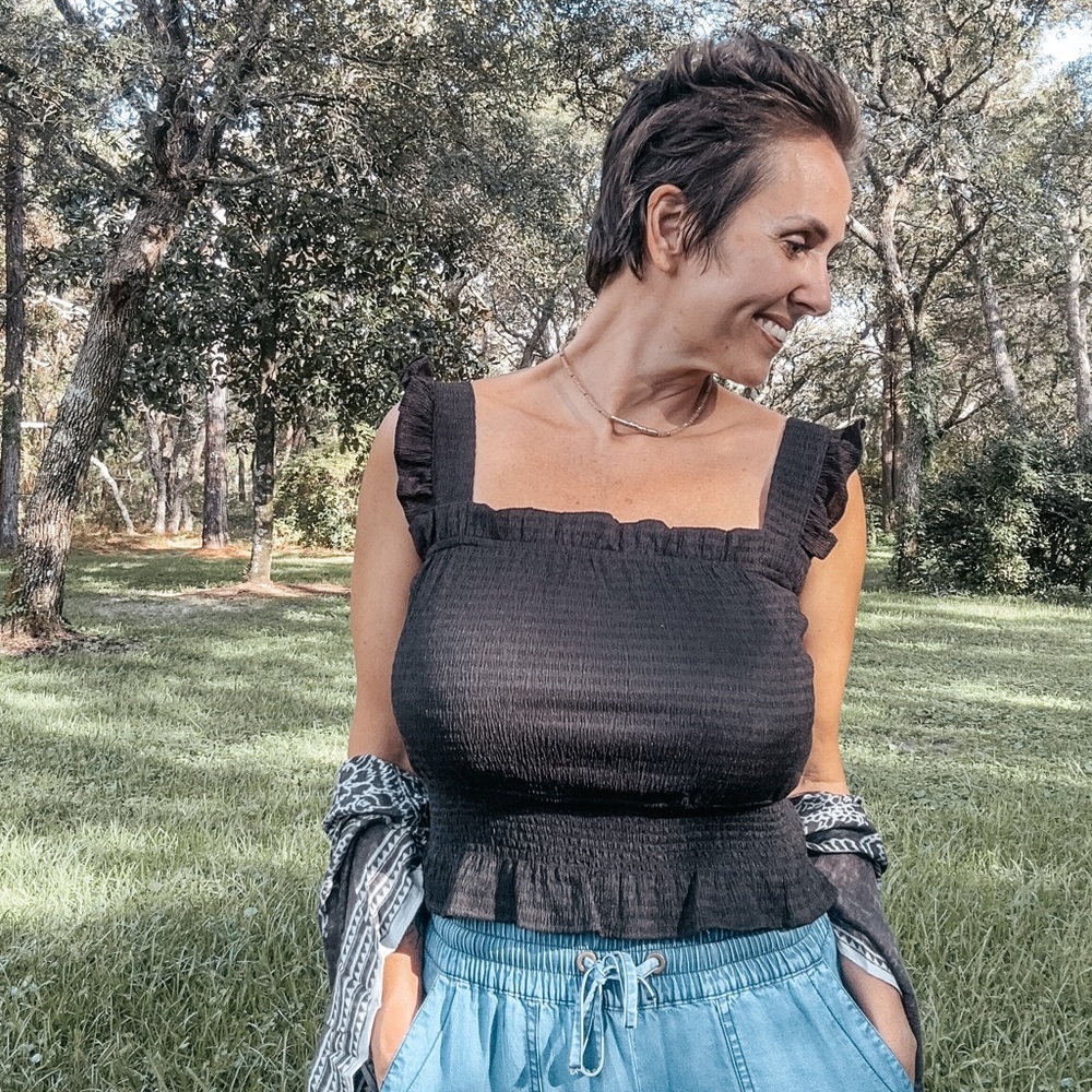 Black ruffles tank